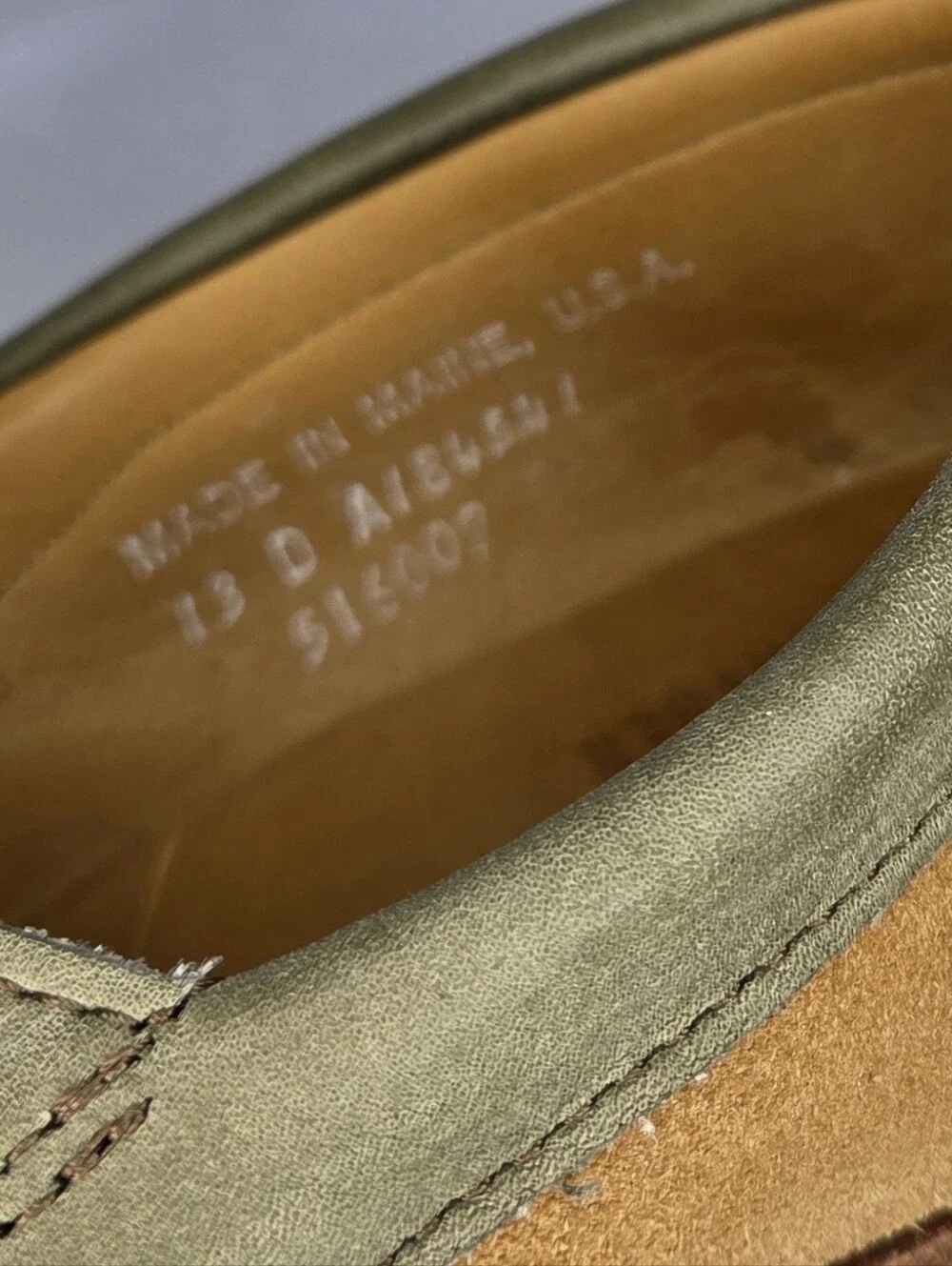 L.L. Bean x Todd Snyder Jackman Blucher Shoe Olive & Tan Suede Leather Size 13